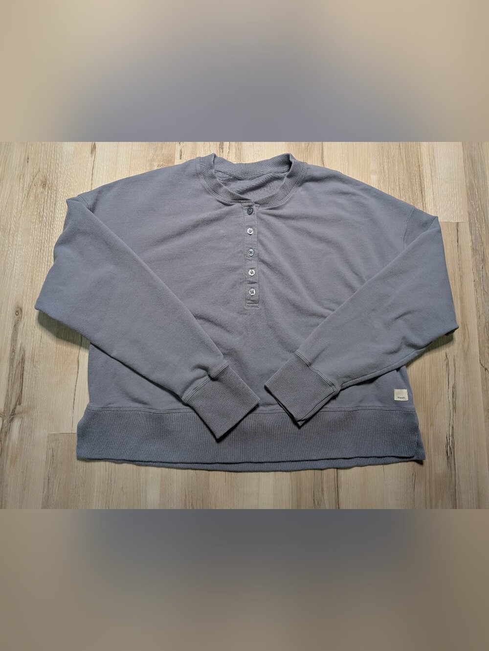 Vuori Laguna Stretch Organic Cotton Henley Sweatshirt in Blue